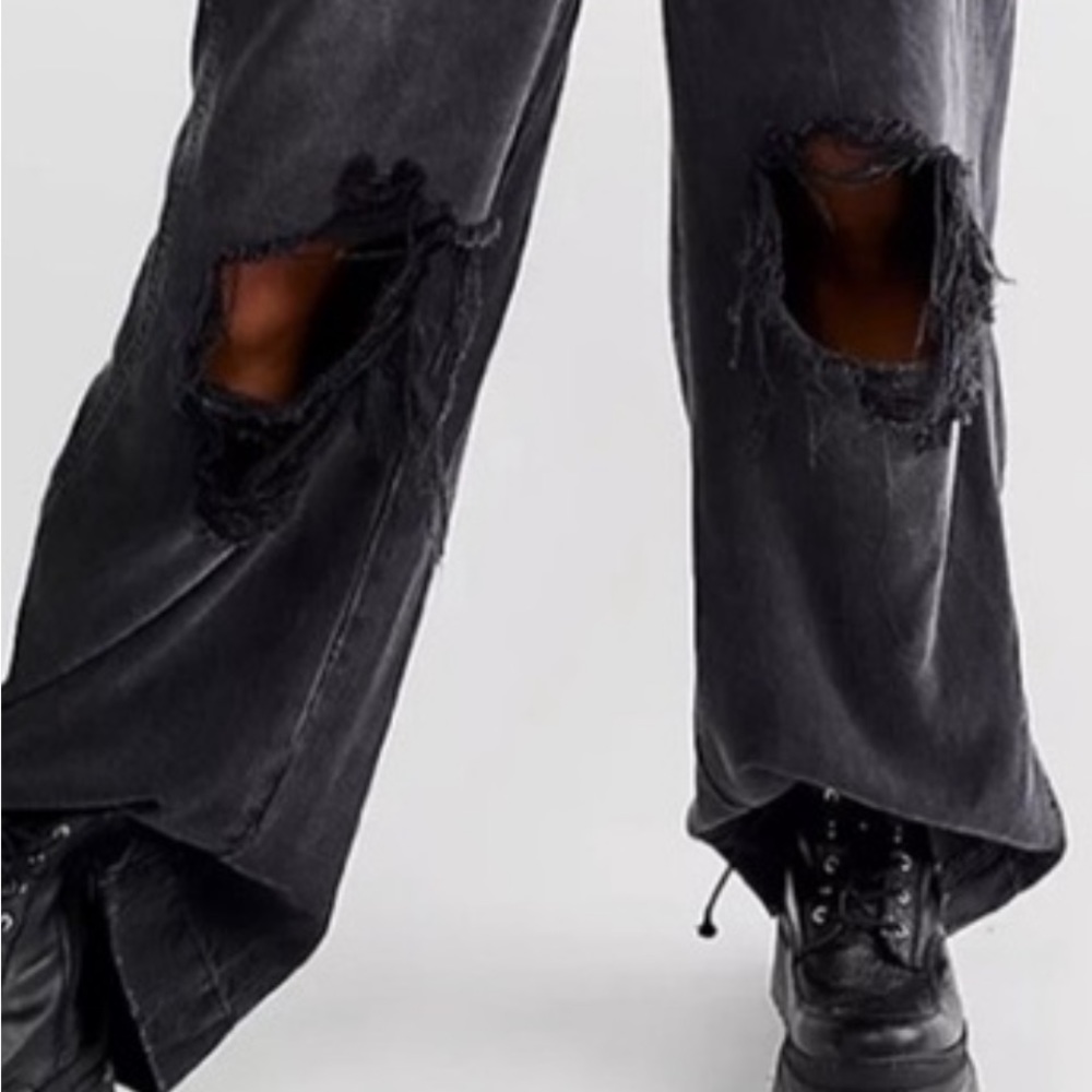 free people black slouchy overalls - Picture 3 of 4